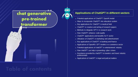Table Of Contents Slide Chat Generative Pre Trained Transformer Formats PDF Table Of Contents Slide Chat Generative Pre Trained Transformer Formats PDF