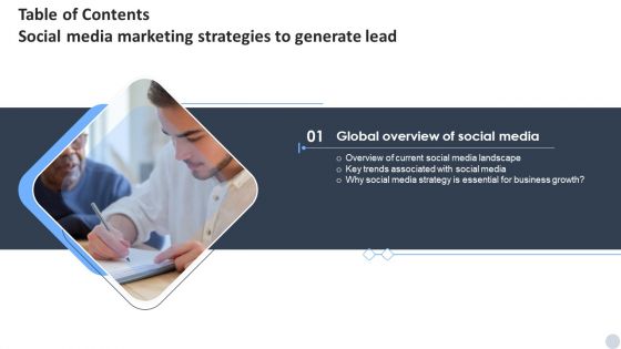 Table Of Contents Social Media Marketing Strategies To Generate Lead Key Microsoft PDF