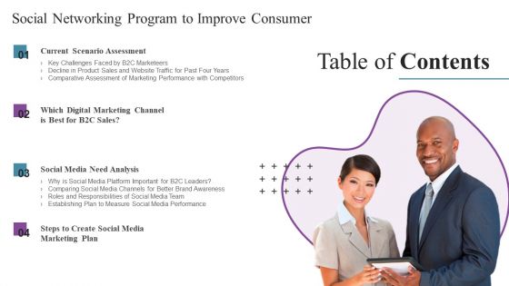Table Of Contents Social Networking Program To Improve Consumer Graphics PDF
