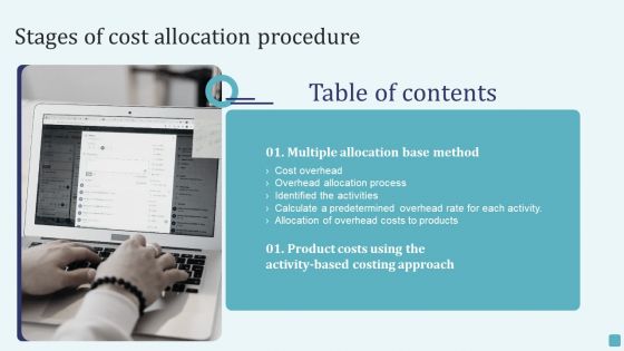 Table Of Contents Stages Of Cost Allocation Procedure Slide Graphics PDF