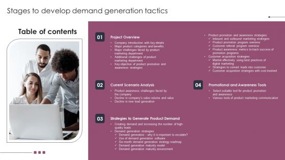 Table Of Contents Stages To Develop Demand Generation Tactics Download PDF