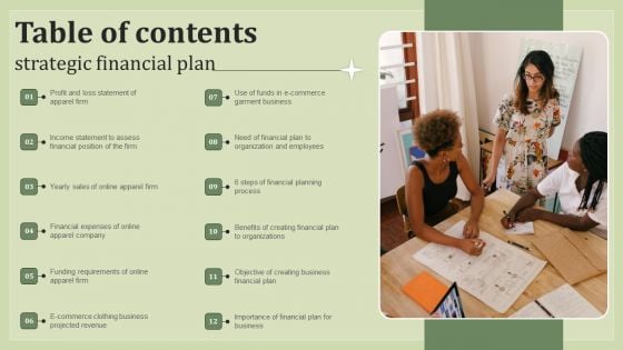 Table Of Contents Strategic Financial Plan Pictures PDF