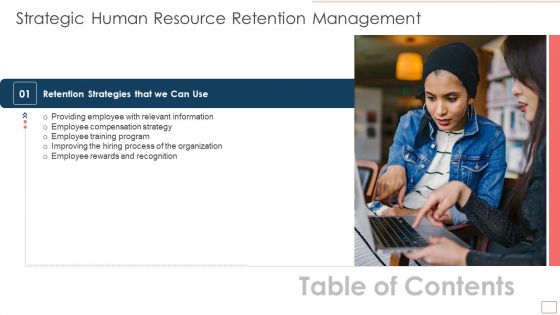 Table Of Contents Strategic Human Resource Retention Management Slide Rules PDF