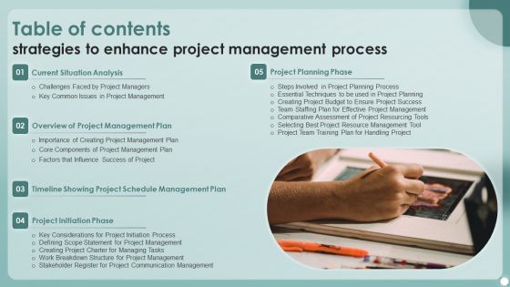 Table Of Contents Strategies To Enhance Project Management Process Rules PDF