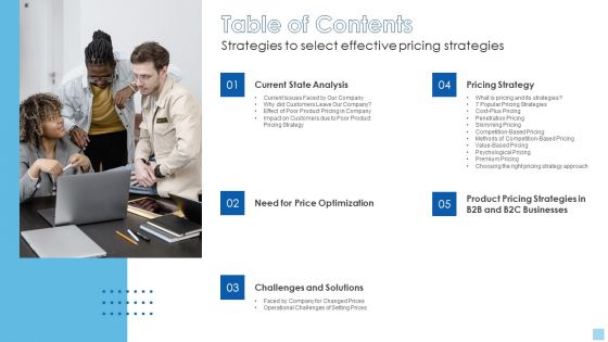 Table Of Contents Strategies To Select Effective Pricing Strategies Download PDF