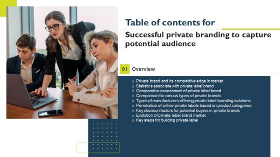 Table Of Contents Successful Private Branding To Capture Potential Audience Demonstration PDF