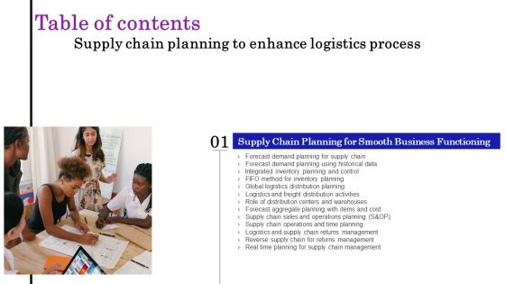 Table Of Contents Supply Chain Planning To Enhance Logistics Process Global Graphics PDF