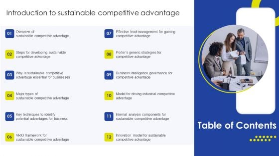 Table Of Contents Sustainable Initiatives For Competitive Elements PDF