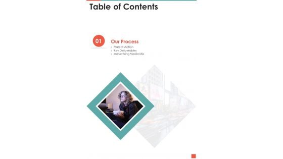 Table Of Contents TV Promotion Proposal One Pager Sample Example Document