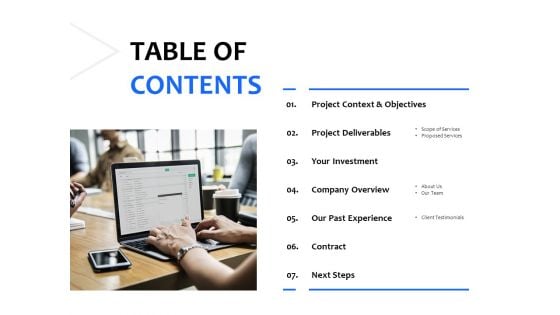 Table Of Contents Technology Ppt PowerPoint Presentation Show Clipart