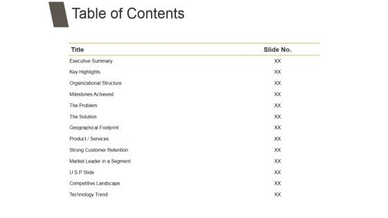 Table Of Contents Template 1 Ppt PowerPoint Presentation Clipart