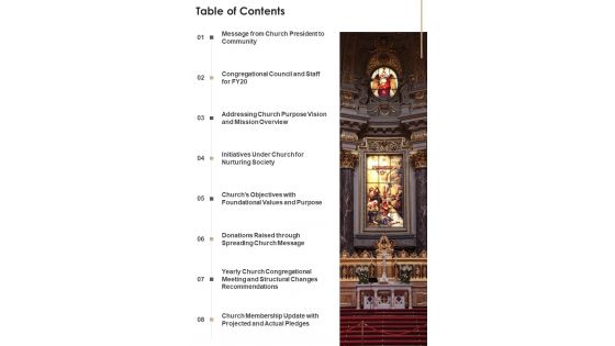 Table Of Contents Template 21 One Pager Documents