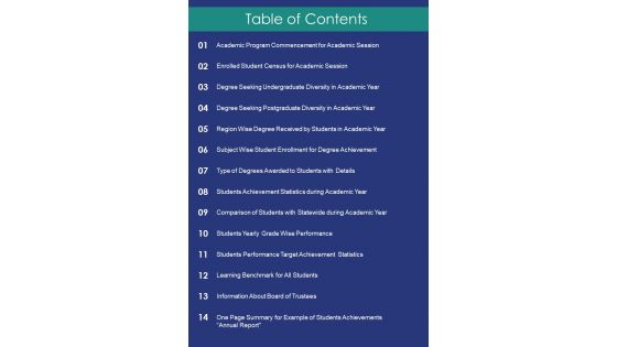Table Of Contents Template 42 One Pager Documents Table Of Contents Template 42 One Pager Documents
