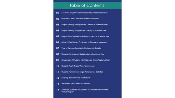 Table Of Contents Template 42 One Pager Documents