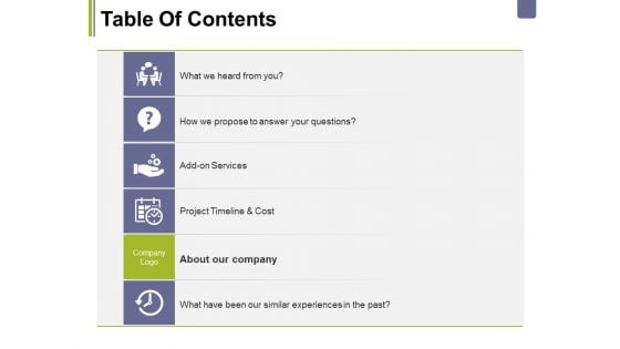 Table Of Contents Template 5 Ppt PowerPoint Presentation Portfolio Summary