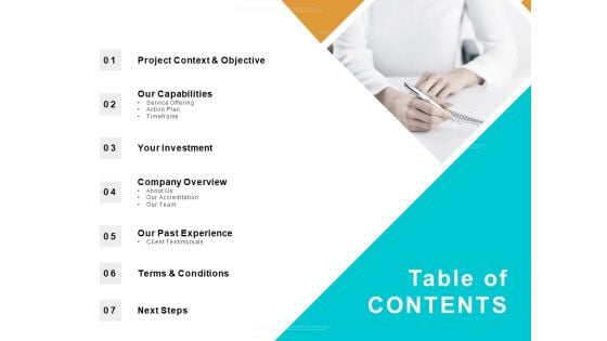 Table Of Contents Testimonials Ppt PowerPoint Presentation Professional Background Images