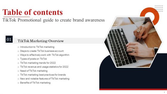 Table Of Contents Tiktok Promotional Guide To Create Brand Awareness Introduction PDF