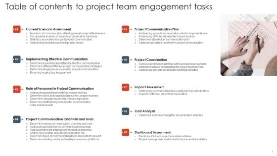 Table Of Contents To Project Team Engagement Tasks Download PDF Table Of Contents To Project Team Engagement Tasks Download PDF