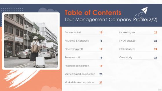 Table Of Contents Tour Management Company Profile Professional PDF