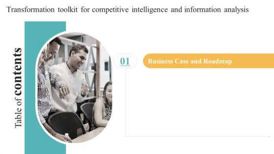 Table Of Contents Transformation Toolkit For Competitive Intelligence And Information Analysis Information PDF