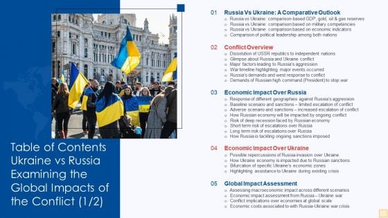 Table Of Contents Ukraine Vs Russia Examining The Global Impacts Of The Conflict Clipart PDF