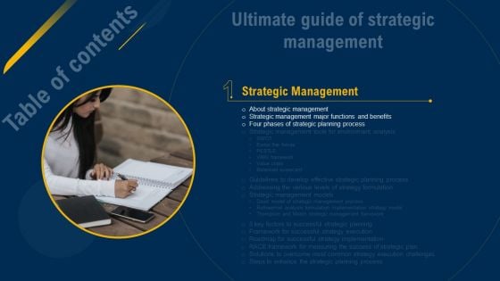 Table Of Contents Ultimate Guide Of Strategic Management Slide Ideas PDF