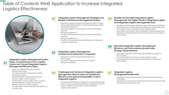 Table Of Contents WMS Application To Increase Integrated Logistics Effectiveness Background PDF