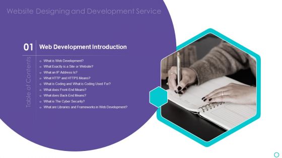 Table Of Contents Website Designing And Development Service Themes PDF