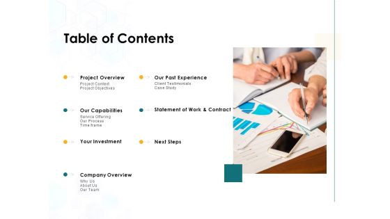 Table Of Contents Work And Contract Ppt PowerPoint Presentation Inspiration Format Ideas