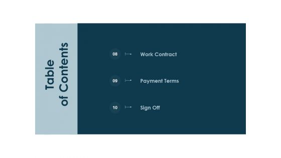 Table Of Contents Work Contract Ppt PowerPoint Presentation Infographic Template Graphics Example