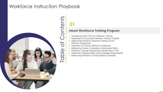 Table Of Contents Workforce Instruction Playbook Matrix Formats PDF