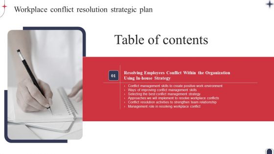 Table Of Contents Workplace Conflict Resolution Strategic Plan Introduction PDF