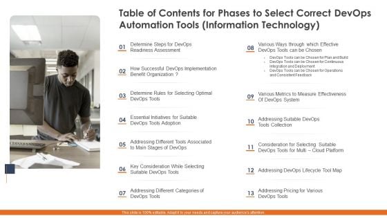 Table Of Phases To Select Correct Devops Automation Tools Information Technology Download PDF