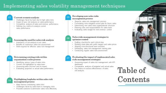 Tables Of Content Implementing Sales Volatility Management Techniques Download PDF