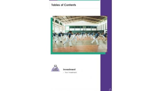 Tables Of Contents Business Wellness Program Proposal Promote One Pager Sample Example Document Tables Of Contents Business Wellness Program Proposal Promote One Pager Sample Example Document