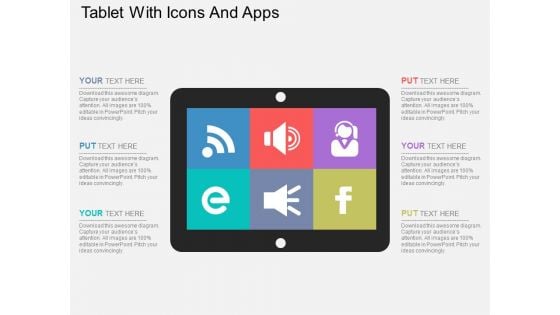 Tablet With Icons And Apps Powerpoint Templates