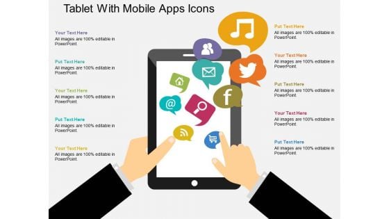 Tablet With Mobile Apps Icons Powerpoint Templates