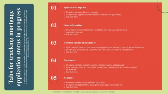 Tabs For Tracking Mortgage Application Status In Progress Themes PDF Tabs For Tracking Mortgage Application Status In Progress Themes PDF