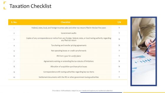 Tactical Analysis Taxation Checklist Ppt Show Graphics Download PDF