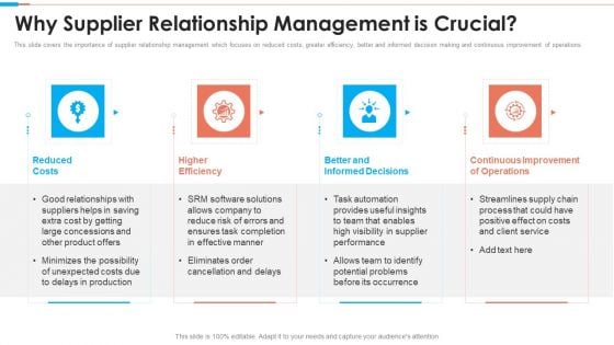 Tactical Approach To Vendor Relationship Why Supplier Relationship Management Is Crucial Guidelines PDF