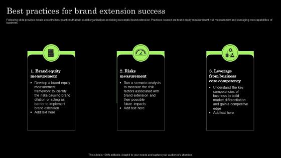 Tactical Brand Extension Launching Best Practices For Brand Extension Success Demonstration PDF