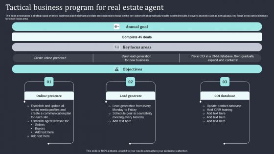 Tactical Business Program For Real Estate Agent Mockup PDF Tactical Business Program For Real Estate Agent Mockup PDF