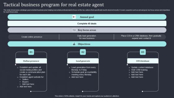 Tactical Business Program For Real Estate Agent Mockup PDF