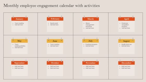 Tactical Employee Engagement Action Planning Monthly Employee Engagement Calendar With Activities Introduction PDF