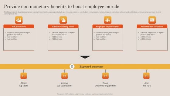 Tactical Employee Engagement Action Planning Provide Non Monetary Benefits To Boost Employee Morale Structure PDF