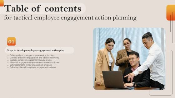 Tactical Employee Engagement Action Planning Table Of Contents Themes PDF