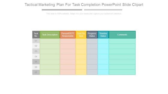 Tactical Marketing Plan For Task Completion Powerpoint Slide Clipart