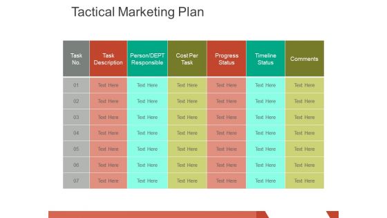 Tactical Marketing Plan Ppt PowerPoint Presentation Infographic Template Slide Portrait