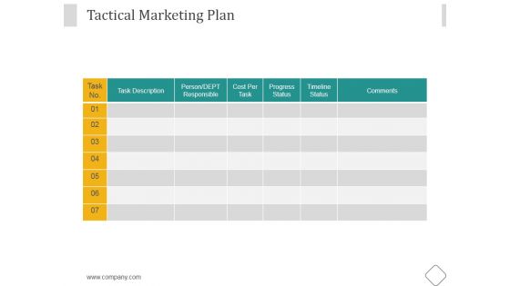 Tactical Marketing Plan Ppt PowerPoint Presentation Show