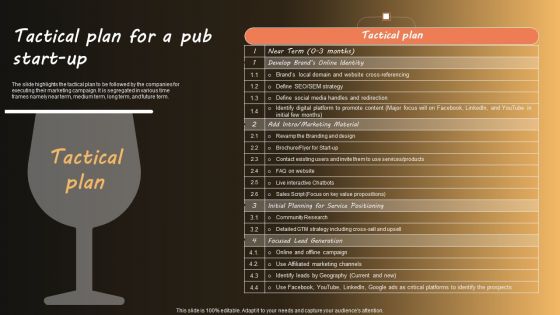 Tactical Plan For A Pub Start Up Demonstration PDF